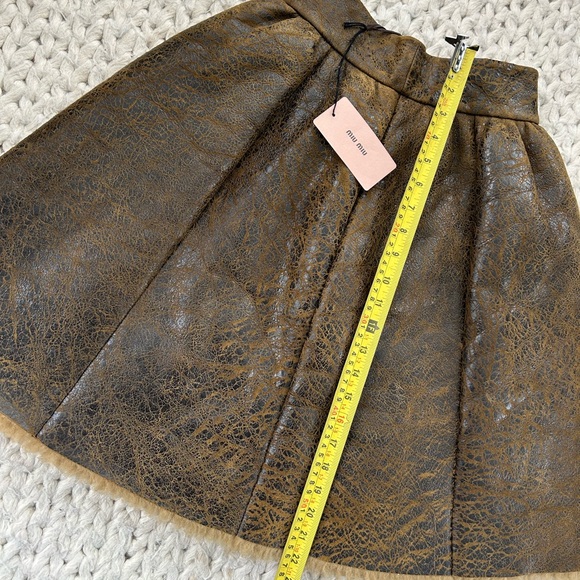 Miu Miu Brown Textured Leather & Sheep Skin Circle Skirt - Picture 14 of 15